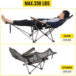 VEVOR Chaise De Camping Pliante En Résille Avec Repose-Pieds Pour Camping Pêche Sieste -Promos Garde Plante Boutique 69342568 5