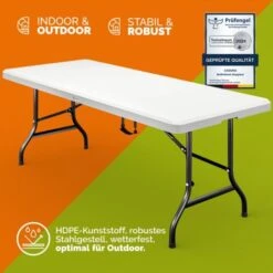 CASARIA® Table De Camping Pliante En Plastique 183x76x74cm Table De Jardin Pique Nique 8 Personnes Intérieur Extérieur -Promos Garde Plante Boutique 70398747 3