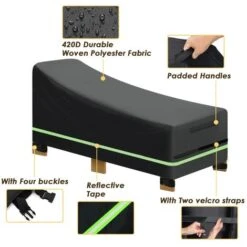 Lot De 2 Housses De Bain De Soleil Avec Velcro, Imperméable, Coupe-vent, Anti-UV, Housse En Tissu Oxford 600D Pour Bain De Soleil, Transat De Jardin, Transat, 210 X 75 X 45-80 Cm -Promos Garde Plante Boutique 71159378 5