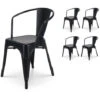 KOSMI - Lot De 4 Chaises En Métal Noir Mat Style Industriel - Avec Accoudoirs 1 KOSMI - Lot De 4 Chaises En Métal Noir Mat Style Industriel - Avec Accoudoirs -Promos Garde Plante Boutique 71327660 1