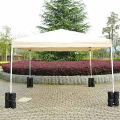 HOMCOM Lot 4 Sacs De Lestage De Fixation Pour Tonnelle Parasol Pavillon Volume Max. 15kg Noir -Promos Garde Plante Boutique 723811 5