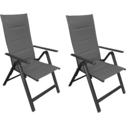 Chaise De Jardin Exterieur - Chaise De Camping - Pliante - 7 Positions - Noir - MaxxGarden