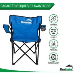 Chaise De Camping Pliante - Jusqu'à 100 Kg - Chaise De Pêche - Bleu - MaxxGarden -Promos Garde Plante Boutique 72492700 4