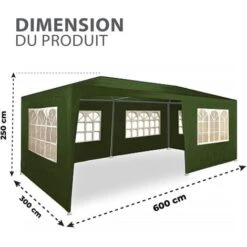 Tente De Réception 3x6m - 18m² - Protection UV - Tonnelle De Jardin Avec Panneaux Latéraux - Fenêtres Hydrofuges - Vert - MaxxGarden -Promos Garde Plante Boutique 72492883 2