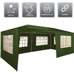 Tente De Réception 3x6m - 18m² - Protection UV - Tonnelle De Jardin Avec Panneaux Latéraux - Fenêtres Hydrofuges - Vert - MaxxGarden -Promos Garde Plante Boutique 72492883 5