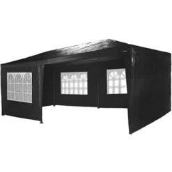 Tente De Réception 3x6m - 18m² - Protection UV - Tonnelle De Jardin Avec Panneaux Latéraux - Fenêtres Hydrofuges - Noir - MaxxGarden