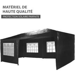 Tente De Réception 3x6m - 18m² - Protection UV - Tonnelle De Jardin Avec Panneaux Latéraux - Fenêtres Hydrofuges - Noir - MaxxGarden -Promos Garde Plante Boutique 72492933 3