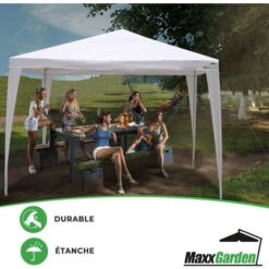 Tonnelle De Jardin 3x3m - 9m² - Protection UV 50+ - Structure En Acier - Blanc - MaxxGarden -Promos Garde Plante Boutique 72493015 4