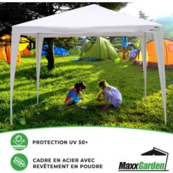 Tonnelle De Jardin 3x3m - 9m² - Protection UV 50+ - Structure En Acier - Blanc - MaxxGarden -Promos Garde Plante Boutique 72493015 5