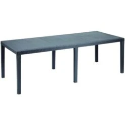 Dmora Table D'extérieur Roma, Table à Manger Rectangulaire Extensible, Table De Jardin Extensible Effet Rotin, 100% Made In Italy, Cm 150x90h72, Anthracite