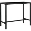Table Bar De Jardin Table Haute | Table De Cuisine Noir 130x60x110 Cm Résine Tressée Et Verre 99705 -Promos Garde Plante Boutique 72621906 1