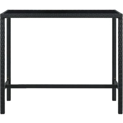 Table Bar De Jardin Table Haute | Table De Cuisine Noir 130x60x110 Cm Résine Tressée Et Verre 99705 4 Table Bar De Jardin Table Haute | Table De Cuisine Noir 130x60x110 Cm Résine Tressée Et Verre 99705 – Image 2