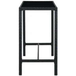 Table Bar De Jardin Table Haute | Table De Cuisine Noir 130x60x110 Cm Résine Tressée Et Verre 99705 9 Table Bar De Jardin Table Haute | Table De Cuisine Noir 130x60x110 Cm Résine Tressée Et Verre 99705 -Promos Garde Plante Boutique 72621906 3