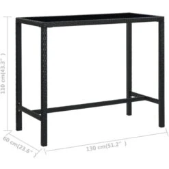 Table Bar De Jardin Table Haute | Table De Cuisine Noir 130x60x110 Cm Résine Tressée Et Verre 99705 11 Table Bar De Jardin Table Haute | Table De Cuisine Noir 130x60x110 Cm Résine Tressée Et Verre 99705 -Promos Garde Plante Boutique 72621906 5
