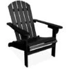 Fauteuil De Jardin En Bois - Adirondack Salamanca Noir- Eucalyptus FSC, Chaise De Terrasse Retro, Siège De Plage Pliable