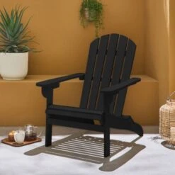 Fauteuil De Jardin En Bois - Adirondack Salamanca Noir- Eucalyptus FSC, Chaise De Terrasse Retro, Siège De Plage Pliable -Promos Garde Plante Boutique 72846087 3