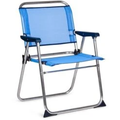 Chaise De Plage Pliante Solenny Avec Dossier Bas Bleu 58x54x81 cm