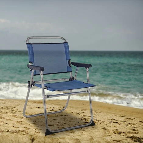 Chaise De Plage Pliante Solenny Avec Dossier Bas Bleu 58x54x81 cm 4 Chaise De Plage Pliante Solenny Avec Dossier Bas Bleu 58x54x81 cm – Image 2