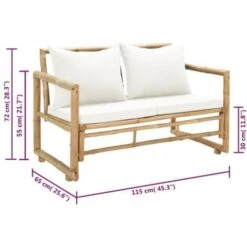 Canapé De Jardin à 2 Places Avec Coussins Bambou VidaXL -Promos Garde Plante Boutique 7353897 3