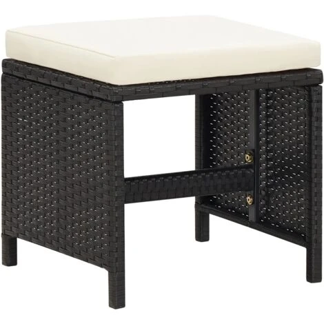 Lot De 4 Tabourets De Jardin | Chaises De Jardin Avec Coussins Résine Tressée Noir 14143 4 Lot De 4 Tabourets De Jardin | Chaises De Jardin Avec Coussins Résine Tressée Noir 14143 – Image 2