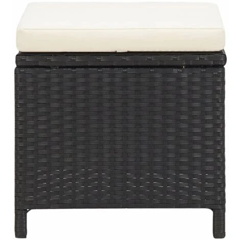 Lot De 4 Tabourets De Jardin | Chaises De Jardin Avec Coussins Résine Tressée Noir 14143 6 Lot De 4 Tabourets De Jardin | Chaises De Jardin Avec Coussins Résine Tressée Noir 14143 – Image 4