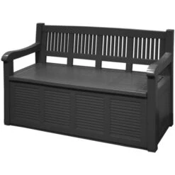Banc Coffre De Jardin Gris En Plastique