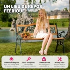 Banc De Jardin KATHI 2 Places 124 X 60 X 83 Cm - Banc Exterieur, Mobilier De Jardin, Meuble De Jardin -Promos Garde Plante Boutique 7514001 3