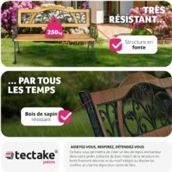 Banc De Jardin KATHI 2 Places 124 X 60 X 83 Cm - Banc Exterieur, Mobilier De Jardin, Meuble De Jardin -Promos Garde Plante Boutique 7514001 4