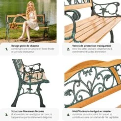 Banc De Jardin KATHI 2 Places 124 X 60 X 83 Cm - Banc Exterieur, Mobilier De Jardin, Meuble De Jardin -Promos Garde Plante Boutique 7514001 5