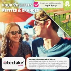 Table De Jardin Pliante 176 X 69 X 76 Cm Avec Bancs - Table De Camping, Table De Réception, Table Et Bancs Pliant En Bois -Promos Garde Plante Boutique 7514512 5