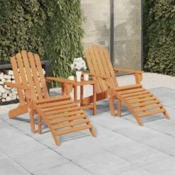 Lot De 2 Chaises De Jardin Adirondack | Fauteuils De Jardin Repose-pieds Bois D'acacia 90120