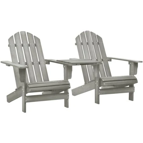 Chaises De Jardin Adirondack Avec Table | Fauteuils De Jardin Avec Table Bois De Sapin Gris 81574 3 Chaises De Jardin Adirondack Avec Table | Fauteuils De Jardin Avec Table Bois De Sapin Gris 81574