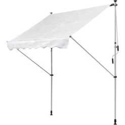 OUTSUNNY Store Banne Manuel Rétractable 2L X 1,5l X 1,7-2,8H M Inclinaison Réglable Installation Rapide Métal Alu Polyester Blanc