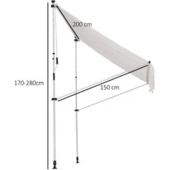 OUTSUNNY Store Banne Manuel Rétractable 2L X 1,5l X 1,7-2,8H M Inclinaison Réglable Installation Rapide Métal Alu Polyester Blanc 9 OUTSUNNY Store Banne Manuel Rétractable 2L X 1,5l X 1,7-2,8H M Inclinaison Réglable Installation Rapide Métal Alu Polyester Blanc -Promos Garde Plante Boutique 7598293 3