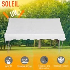 OUTSUNNY Store Banne Manuel Rétractable 2L X 1,5l X 1,7-2,8H M Inclinaison Réglable Installation Rapide Métal Alu Polyester Blanc 10 OUTSUNNY Store Banne Manuel Rétractable 2L X 1,5l X 1,7-2,8H M Inclinaison Réglable Installation Rapide Métal Alu Polyester Blanc -Promos Garde Plante Boutique 7598293 4