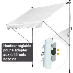 OUTSUNNY Store Banne Manuel Rétractable 2L X 1,5l X 1,7-2,8H M Inclinaison Réglable Installation Rapide Métal Alu Polyester Blanc 11 OUTSUNNY Store Banne Manuel Rétractable 2L X 1,5l X 1,7-2,8H M Inclinaison Réglable Installation Rapide Métal Alu Polyester Blanc -Promos Garde Plante Boutique 7598293 5