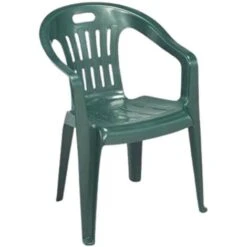 Chaise D'extérieur En Plastique Vert Piona Avec Accoudoirs