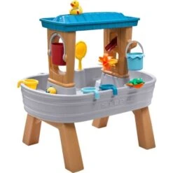 Step2 Rain Showers Splash Tub Table D'eau Avec 10 Accessoires Table De Jeu Enfant A Eau Table D'activité Pour Le Jardin En Gris & Marron