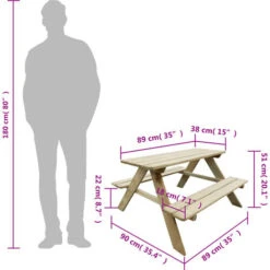 Nova Table De Pique-nique Pour Enfants 89 X 89-6 X 50-8 Cm En Bois De Pin -Promos Garde Plante Boutique 77392866 4