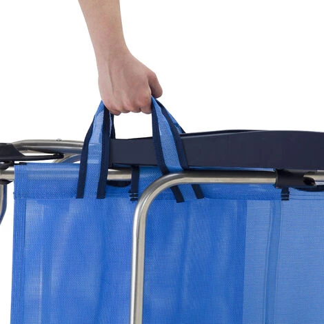 Chaise De Plage Lit Pliable Solenny 4 Positions Bleu Dossier Bas Avec Accoudoirs 81x62x86 cm 5 Chaise De Plage Lit Pliable Solenny 4 Positions Bleu Dossier Bas Avec Accoudoirs 81x62x86 cm – Image 3