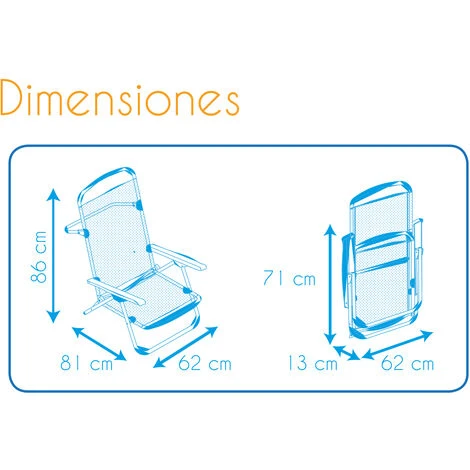 Chaise De Plage Lit Pliable Solenny 4 Positions Bleu Dossier Bas Avec Accoudoirs 81x62x86 cm 6 Chaise De Plage Lit Pliable Solenny 4 Positions Bleu Dossier Bas Avec Accoudoirs 81x62x86 cm – Image 4