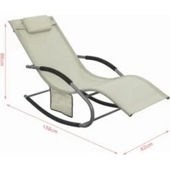 Lot De 2 Fauteuils à Bascule Transats De Jardin Avec Repose-pieds, Bains De Soleil Rocking Chair - Crème SoBuy® OGS28-MIx2 -Promos Garde Plante Boutique 7927899 3
