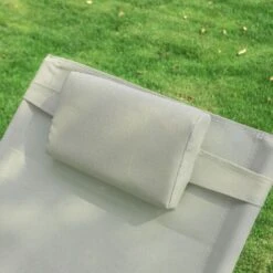 Lot De 2 Fauteuils à Bascule Transats De Jardin Avec Repose-pieds, Bains De Soleil Rocking Chair - Crème SoBuy® OGS28-MIx2 -Promos Garde Plante Boutique 7927899 4