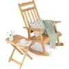 COSTWAY Fauteuil à Bascule De Porche Avec Table Pliable, Ensemble De 2 Bistrot De Terrasse En Bois De Sapin Massif, Chaise De Jardin Pour L'Extérieur à L'Intérieur, Naturel 1 COSTWAY Fauteuil à Bascule De Porche Avec Table Pliable, Ensemble De 2 Bistrot De Terrasse En Bois De Sapin Massif, Chaise De Jardin Pour L'Extérieur à L'Intérieur, Naturel -Promos Garde Plante Boutique 79359524 1