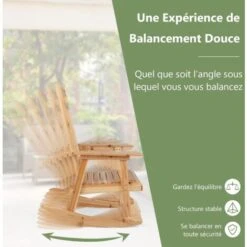 COSTWAY Fauteuil à Bascule De Porche Avec Table Pliable, Ensemble De 2 Bistrot De Terrasse En Bois De Sapin Massif, Chaise De Jardin Pour L'Extérieur à L'Intérieur, Naturel 11 COSTWAY Fauteuil à Bascule De Porche Avec Table Pliable, Ensemble De 2 Bistrot De Terrasse En Bois De Sapin Massif, Chaise De Jardin Pour L'Extérieur à L'Intérieur, Naturel -Promos Garde Plante Boutique 79359524 5