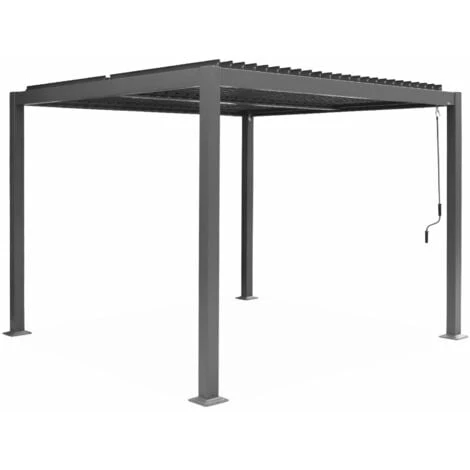 Pergola Bioclimatique Anthracite. Aluminium Et Acier. 3x3m. Lames Orientables 3 Pergola Bioclimatique Anthracite. Aluminium Et Acier. 3x3m. Lames Orientables