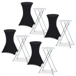 Lot De 4 Tables Hautes Pliantes 105 CM Et 4 Housses Noires