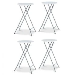 Lot De 4 Tables Hautes Pliantes 105 CM Et 4 Housses Noires -Promos Garde Plante Boutique 80548402 5