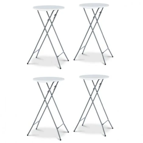 Lot De 4 Tables Hautes Pliantes 105 CM Et 4 Housses Blanches 7 Lot De 4 Tables Hautes Pliantes 105 CM Et 4 Housses Blanches – Image 5