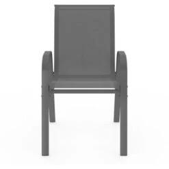 Lot De 6 Chaises De Jardin LYMA Métal Et Textilène Empilables Gris Anthracite -Promos Garde Plante Boutique 80594930 3